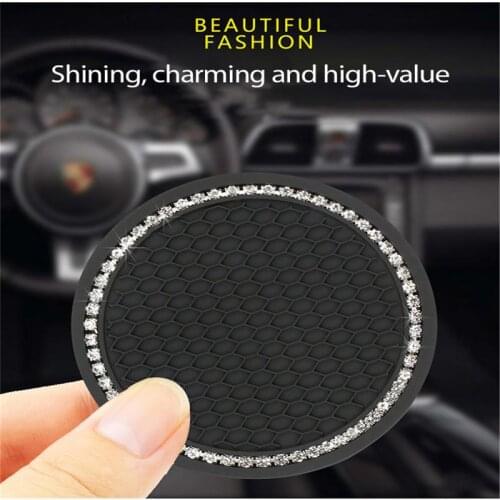 Car Cup Holder Coaster 1Pc Universal Auto Anti Slip Cup Holder Insert Coaster, Bling Crystal Rhinestone Car Interior Accessories