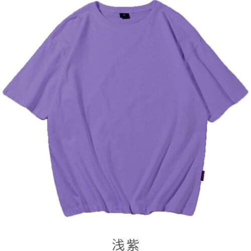 Pure cotton round collar short sleeve T-shirt loose five pure color sleeve blouse