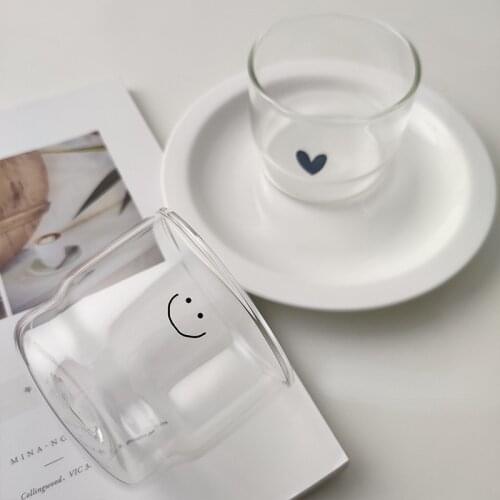 Korean Glass Ice Cream Cup Milk Cup Juice Cup Cute Photo High Borosilicate Glass Water Cup