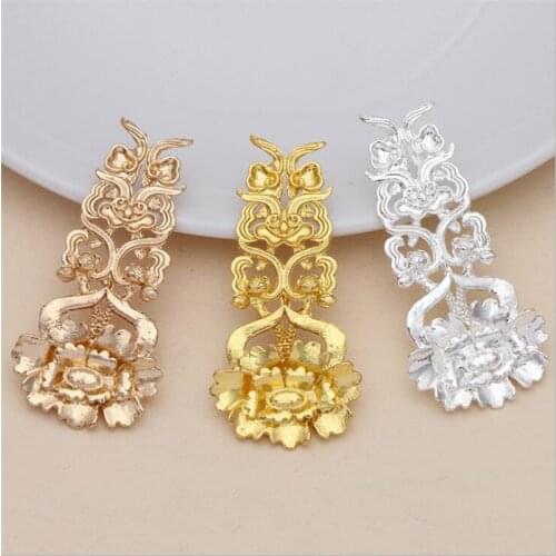SIXTY TOWFISH 5 Pieces DIY Jewelry Accessories 50*23mm Alloy Ancient Retro Style Materials Flower Charms