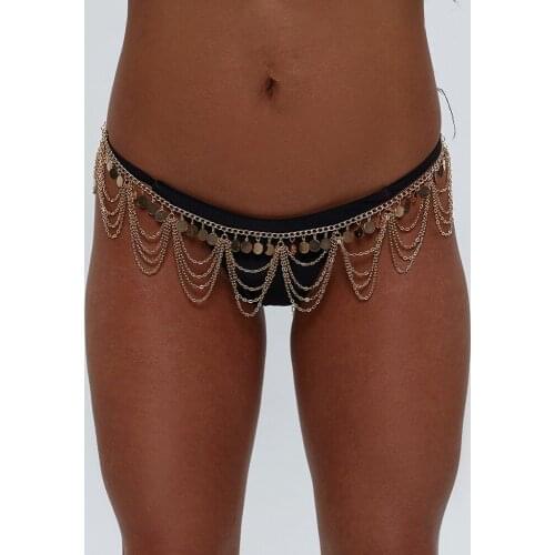 Boho Gold Metal Belly Waist Chain Tassel Sequins Charms Body Multilayer Chain Bikini Beach Turkish Dance Belt Jewelry
