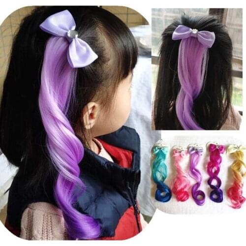 Child Cute Bow Crystal Elastic Hair Band Rubber Band Hair Accessories Kids Wig Headband Girls Twist Braid Rope Headdress