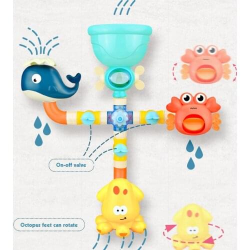 Baby Bath Toys Suction Cup Water Game Giraffe Crab Model Faucet Shower Water Spray Toy Bathroom Bath Shower Water Toy Kit Gifts