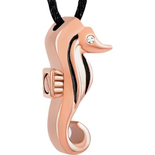 IJD9234 Sea Horse pet Pendant Stainless Steel Souvenir Cremation for Ashes Urn Necklace Pendant Jewelry for Gift