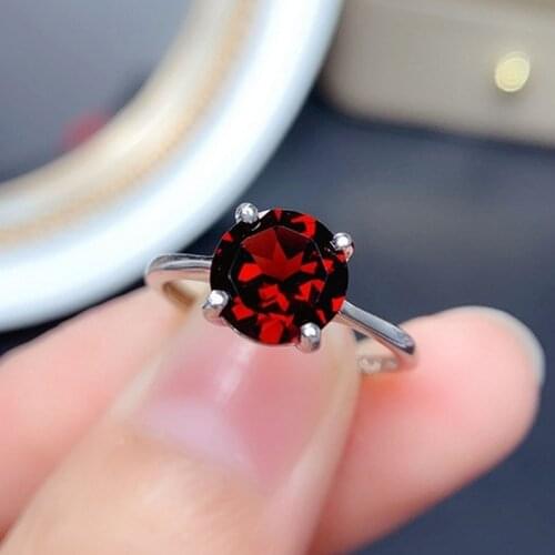 Solitaire 2ct Lab Garnet Promise ring 925 Sterling silver Engagement Wedding Band Rings for women Bridal Gemstone Fine Jewelry