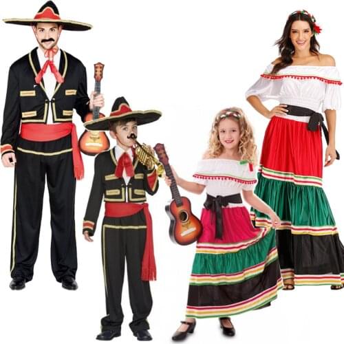 Halloween Costume Mexican Costume Adult Traditional Senorita Costume Men Matador Cosplay Kids Mexican Fancy Dress Cosplay