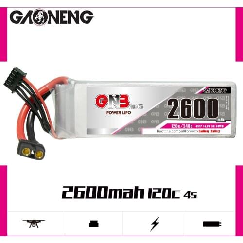 Gaoneng GNB 4S 2600mAh 14.8V 120C/240C Lipo Battery With XT60 Plug for RC Car Boat Helicopter Airplane Parts
