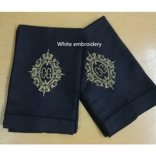 Set of 12 Monogrammed Black Cotton Guest/Hand Towels Letter/combination Handkerchiefs Towel with Hemstitchd Border 14"x22"-inch