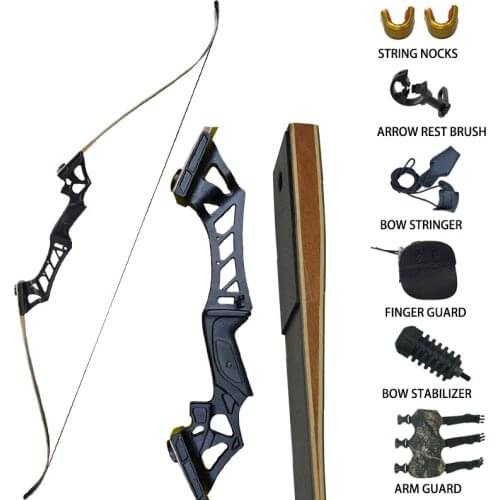 Recurve Takedown Bow Set 30-60lbs With Archery Hunting Accessories For Outdoor Training Shooting Target Longbow Black Camouflage