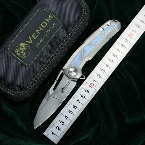 VENOM nightmare M390 blade Titanium Flipper folding knife outdoor camping hunting survival pocket kitchen fruit knives EDC tools