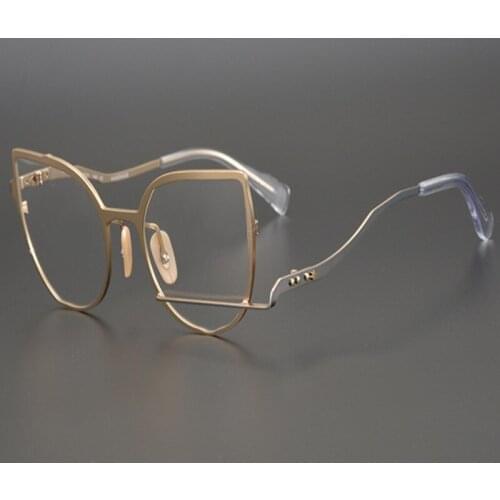 Pure Titanium Cat Eye Optical Eyeglasses Vintage Japanese Handmade Women Eyewear Frame Top Quality Myopia Computer Glasses Men