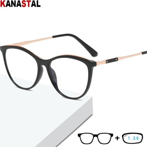 Ladies Anti-Blue-Ray UV400 Glasses TR90 Metal Cat Eye Full Frame Eyewear Computer Office Gaming Eyeglass Female Trend Fashion
