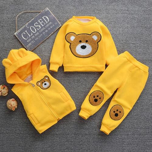 Autumn Winter Kids Christmas Clothing Set Boys Girls Fashion Tops+hoodeds Ves+pants3pcs Baby Newborn Outfits