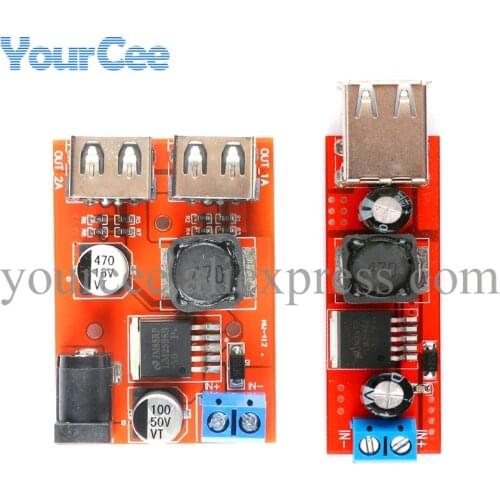 Dual USB Step Down Buck Converter Board DC-DC 9V 12V 24V 36V to 5V 3A Power Supply Module Car Charger Solar DC5.1/2.1 Interface
