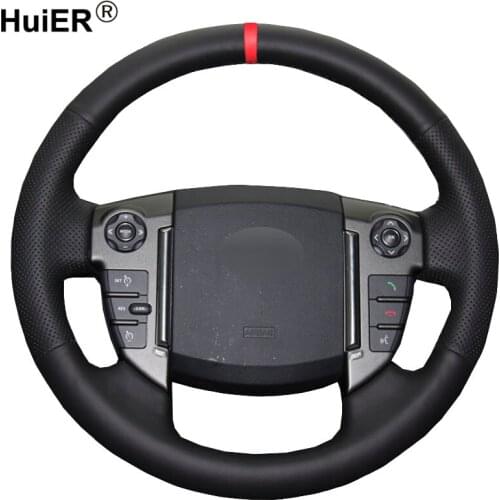 HuiER Hand Sewing Car Steering Wheel Cover Red Marker For Land Rover Discovery 4 2010-2016 Steering-wheel Automobile Accessorie