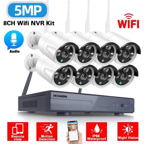 8CH IP Camera WIFI NVR Kit Outdoor Waterproof WIFI CCTV Camera Security System Kit 5MP Wireless Video Surveillance System Set