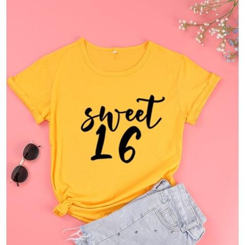 Sweet 16 Birthday T Shirt Born In 2005 Fashion Graphic 100% Cotton Girl Shirts Funny Kawaii Casual O Neck Short Sleeve Top Tees
