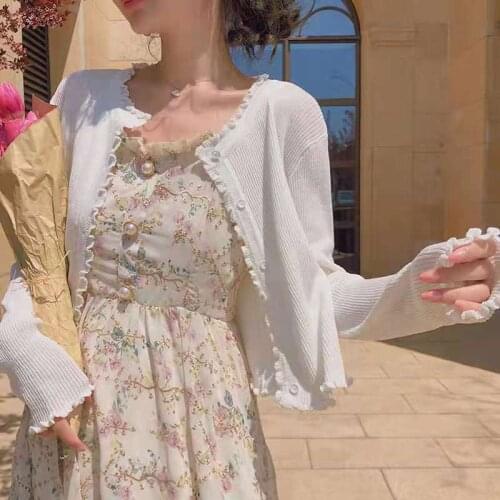 Multi Color Ice Silk Sunscreen Cardigan Women Summer Fitness Thin Knitted Cardigans 2021 New Wood Ear Shawl Crop Tops Female