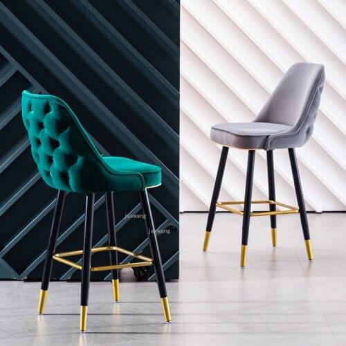 Light Luxury Creative Bar Chair Home High Stool Furniture Modern Minimalist Front Desk High Back Bar Stool Customization