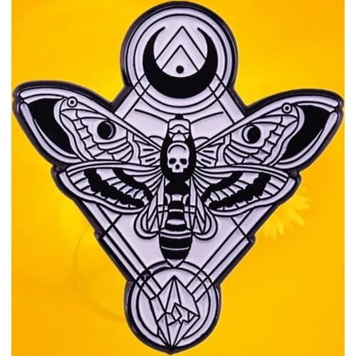 The silence of the lambs Death Head Hawkmoth butterfly moon Geometric figures mysticism art enamel pin Gothic badge