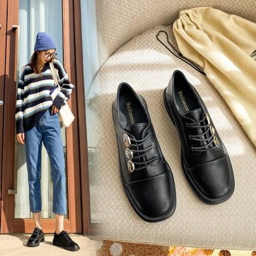 Metal Medal elastic band oxford shoes for women 2021 derbies bullock shoes woman flats med heels slip on loafers plus size 40/42