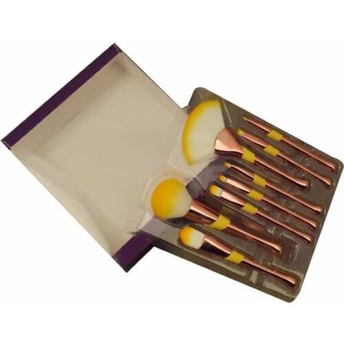 High quality soft colorful synthetic hair special handle big fan brush loose brush 8pcs cosmetic brushes kit in make up