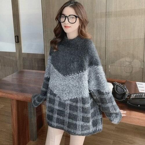 Women clothing 2020 autumn New best-selling high-quality sweater Fashion Contrast check Vintage sweater womens sweaters