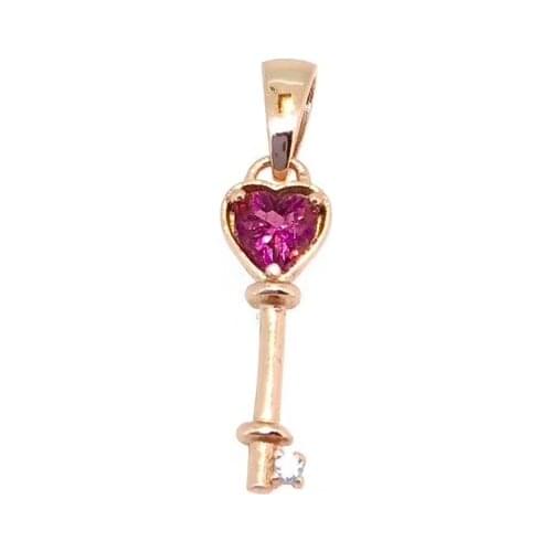 Natural red tourmaline gem Pendant natural gemstone pendant S925 silver Fashion Small Lovely heart Key girl party gift jewelery