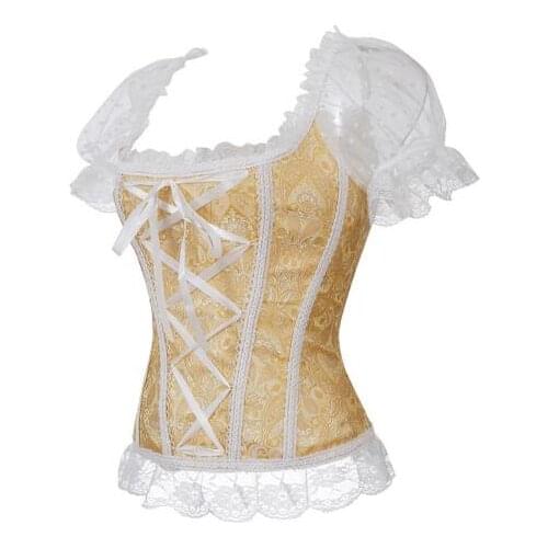 Women corset Medieval Oil cloth Long Maxi Medieval Corset top Victorian Dress Vintage puff sleeve Renaissance Dress Corset top