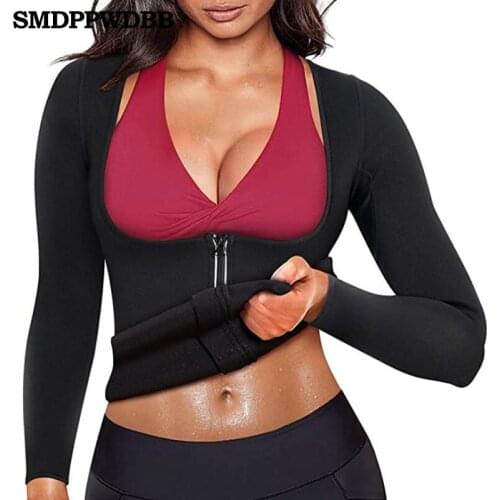 Women Sauna Suit Waist Trainer Neoprene Shirts for Sport Workout Corset Heat Body Shaper Slimming Long Sleeve Sweat Shirt Tops