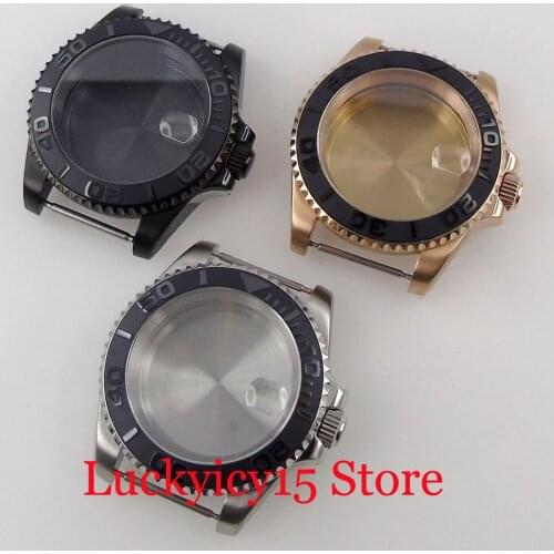 100M Waterproof 40mm Automatic Watch Case fit NH35A NH36A YM Brushed Insert 120 Click Unidirectiona Bezel Ring Sapphire Crystal