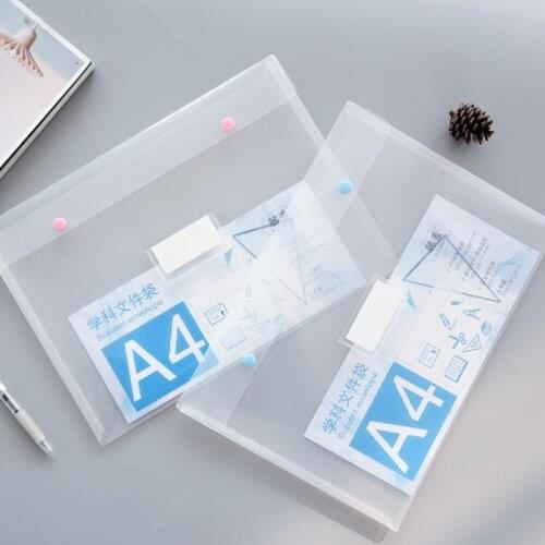 20pcs student special A4 double buckle PP plastic transparent snap file bag stationery bag test paper bag