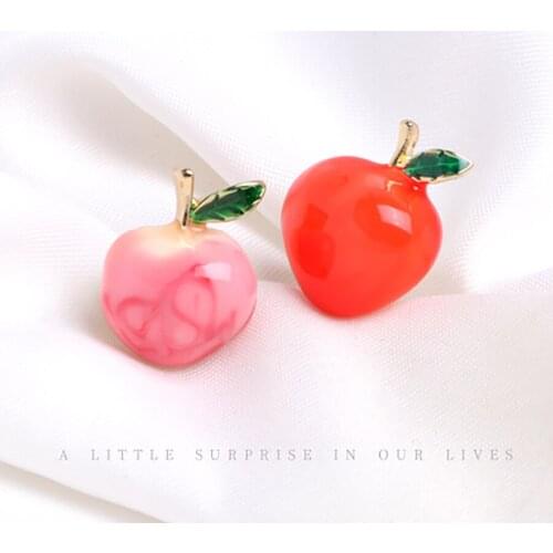 2020 Fashion Costume Jewelry New Gold Plated Cute Enamel Pin Metal Fruit Peach Brooch Pin Badge Collar Brooches For Women Men