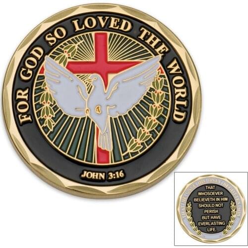 3PCS/LOT FREE SHIPPING FOR GOD SO LOVED THE WORLD JOHN 3:16 CHALLENGE COIN