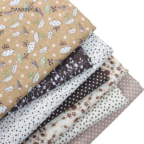 TIANXINYUE 7pcs 50cmx50cm Coffee 100% Cotton Quilts Fabric for DIY Sewing Patchwork Kids Bedding Bags Cloth Fabric