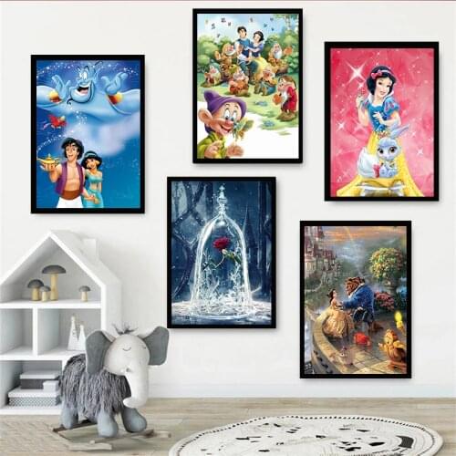 Diamond Painting Disney Anime Diamond Mosaic Beauty and The Beast Princess Full Square Embroidery Home Decor Cross Stitch Kits