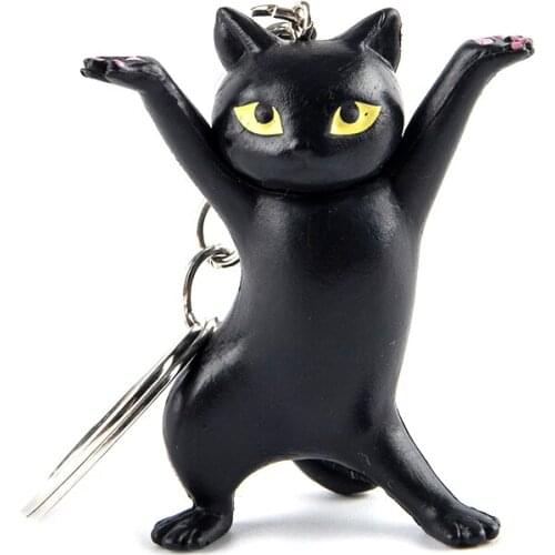 Cute Cartoon Dancing Pose Fat Cat Key Chain Series Fat Japanese Cat Keychain Car Bag Keyring Holder llavero Gato Charms Gift