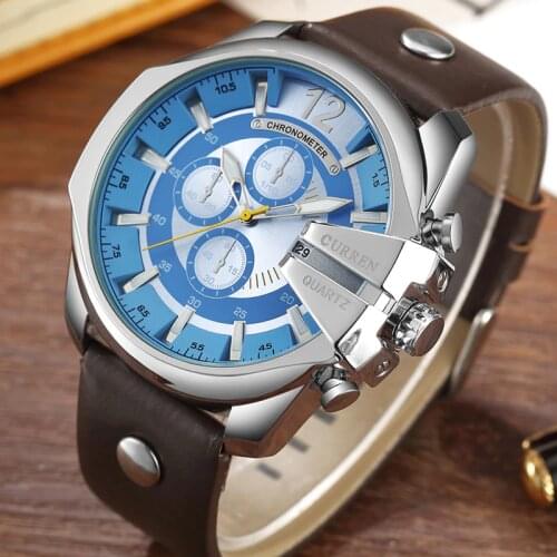 CURREN Mens Top Brand Luxury Quartz Watches Mens Sports Quartz-Watch Leather Strap Military Male Clock Fashion Gold Clock