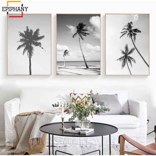 Palm Tree Print Black and White Canvas Painting Landscape Posters and Prints Nordic Home Decor Wall Pictures for Living Room
