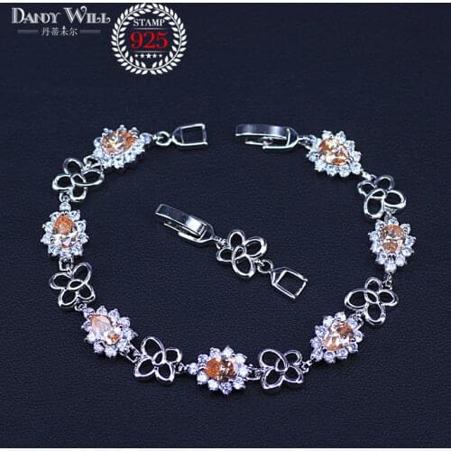 CZ Cubic Zirconia Stone Pave White And Champagne Crystal Charm Bracelets & Bangles For Women Fashion Jewelry Fashion Jewelry