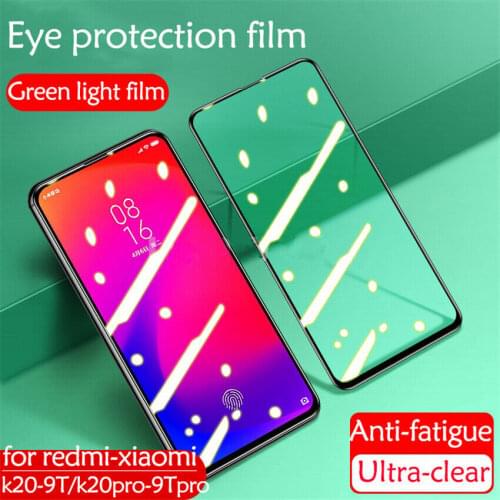 For Xiaomi 9 CC9 9T Redmi K20 Pro note8 8A Green Film Anti-glare Tempered Glass Screen Protector Full Cover Tempered Glass