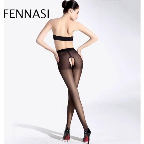 FENNASI 3 Pieces Open Crotch Women‘s Tights Sexy Nylons Lady Pantyhose Thin Transparent Low Waist Black Tights Female Erotic