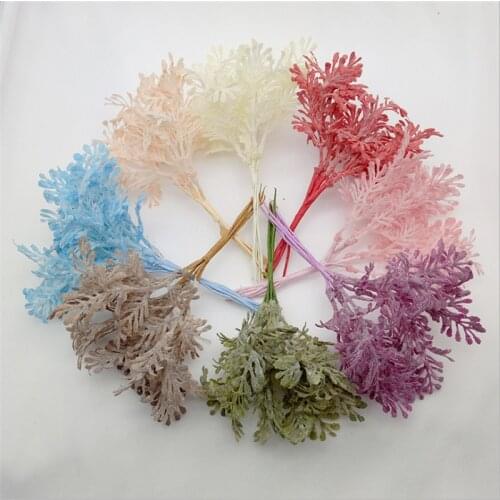 13cm 6pcs/Bundle Mini Frost Plant Grass Artificial Flowers Wreath Material Christmas Scrapbooking Diy
