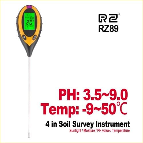 RZ Soil Moisture meter Garden Gardening Farming Acidity Moisture PH Measurement Tool Sunlight Hydroponics Analyzer Detector RZ89