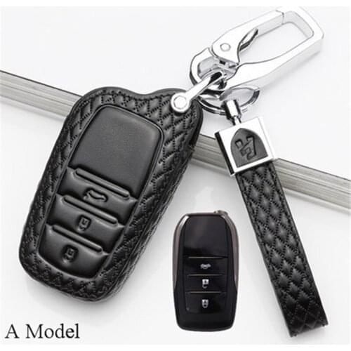 Leather Car Smart Key Cover Case For Toyota Camry Coralla Crown RAV4 Highlander 2015 2&3 Button Remote Key Protective Shell