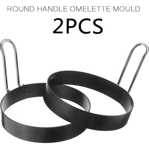 2pcs/lot Round Pancakes Molds Egg Pancake Ring Stainless Steel Nonstick Handle Egg Rings Cooking Breakfast Tools MAYITR