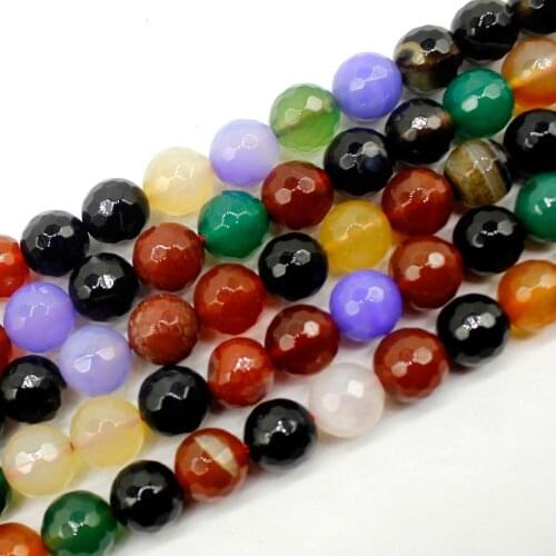 6/8/10/2MM Faceted Mix Color Chalcedony Colorful Natural Stone Round Beads For jewelry Making DIY Jewelry Accessory Parts