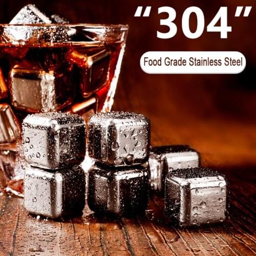 304 Stainless Steel Ice Cubes, Reusable Chilling Stones for Whiskey Wine, Keep Your Drink Cold Longer, SGS Test Pass