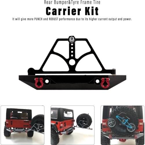Metal Rear Bumper w/ Tyre Frame Tire Carrier Kit for 1/10 Traxxas HSP Redcat RC4WD Tamiya Axial SCX10 D90 HPI RC Crawler Car