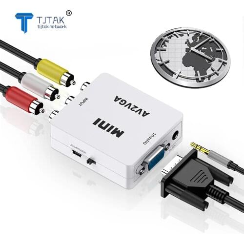1080P Mini Video Convertor RCA AV to VGA Video Converter Conversor with 3.5mm Audio AV2VGA / CVBS + Audio to PC HDTV Converter